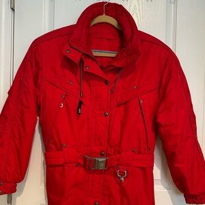 Red Insulated Ski & Snow Jacket with High Collar
